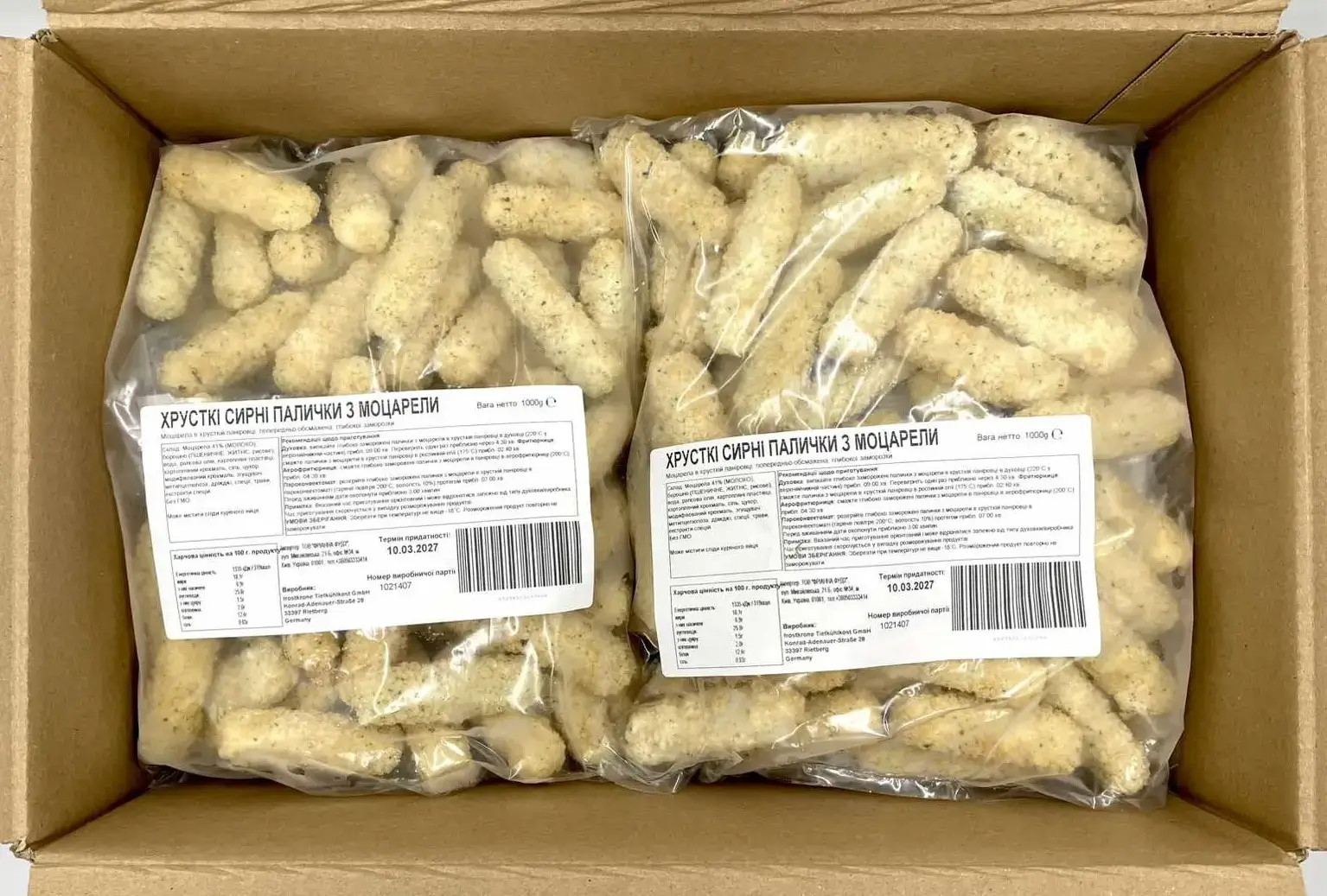 Сирні палички МОЦАРЕЛЛА TM Frostkrone (пак 1кг)/6