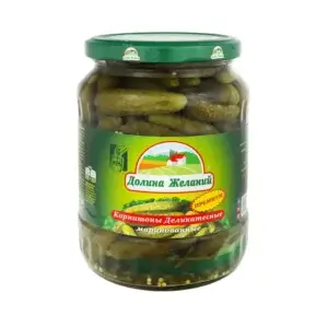 Корнішони делікатесні мариновані ТМ Долина Бажань (пак 720мл)/12