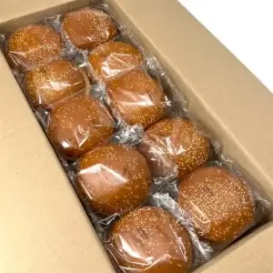 Булочка для гамбургера з кунжутом бріош з розрізом ТМ Рома (шт 80гр)/30