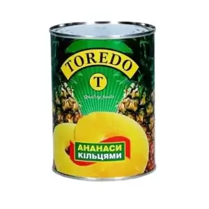 Ананаси кільцями в сиропі ТМ Toredo (пак 565г)/24
