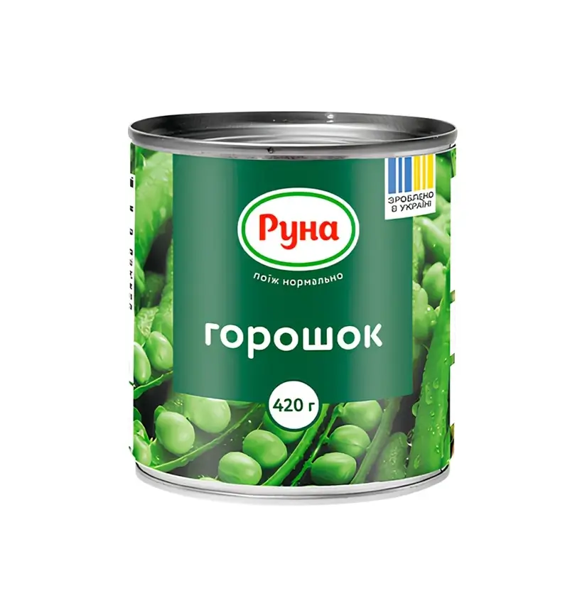 Горошок зелений ТМ Руна (пак 420гр)/12